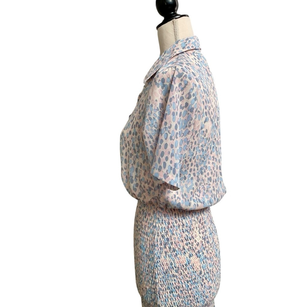 AQUA NWT Pastel Leopard Smocked Mini Dress Pink Blue Size S - Picture 7 of 12